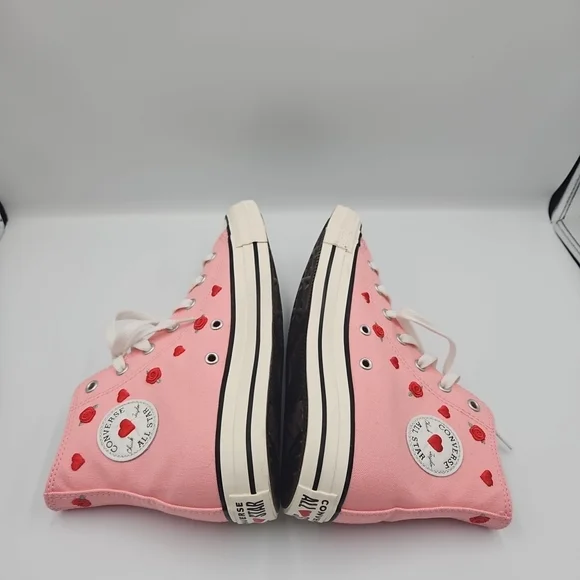 Converse Pink High-Tops with Red Heart Details - Picture 6 of 9